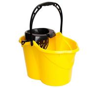 MAYA Seau Ovale avec égouttoir de 15 l. avec poignée Ergonomique. Égouttoir Gris. Fabriqué en PPL. Large Choix de Couleurs (Jaune)