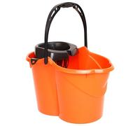 MAYA Seau Ovale avec égouttoir de 15 l. avec poignée Ergonomique. Égouttoir Gris. Fabriqué en PPL. Large Choix de Couleurs (Orange)