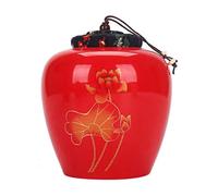 Maya Star Lot de grandes boîtes à thé en céramique Motif lotus Rouge
