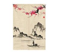 Maya Star Style Japonais Noren Peinture à l'encre Porte Couloir Demi-Rideau d'entrée Rideau 33.46x47.24 Pouces (Paysage)
