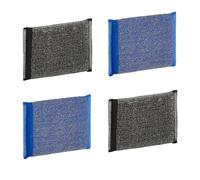 MAYA Tampon à Récurer en Acier Inoxydable. pour la Cuisine et l'Acier Inoxydable. Nettoie sans Rayer. Ne Laisse Pas de Résidus de Fibres. Dimensions 13x9 cm. Lot de 4 Tampons à Récurer (Bleu et Noir)
