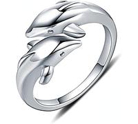 MAYABI Bagues réglables en Argent Sterling for Femme, Bague Ouverte en Argent Sterling 925, Jolis Bijoux de Dauphin.