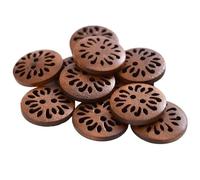 MAYANGYANG Bouton Lot de 30 Boutons en Bois Creux en Forme de chrysanthème de 18 mm, Jolis Boutons Ronds à Motif Marron foncé for vêtements, Accessoires de Bricolage Boutons Mercerie(A,20mm 50pcs)