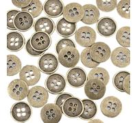 MAYANGYANG Bouton Lot de 50 Boutons de Couture en Alliage métallique for travaux manuels, Scrapbooking, 4 Trous, Ronds, Couleur Bronze Antique, 13 mm de diamètre Boutons Mercerie