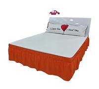 MAYANGYANG Cache Sommier Jupe de literie plissée de Couleur Unie Simple et Moderne sans Bande élastique élevée de Surface for Les Jupes Cache Sommiers(Orange,180x200cm)