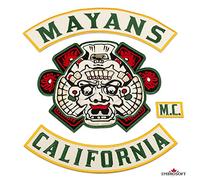 Mayans California MC Grand écusson brodé dans le dos de la veste de motard à repasser ou à coudre (34,8 x 37,1 cm)