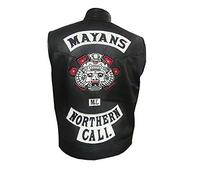 Mayans MC JD Pardo Northern Cali Ezekiel Reyes Gilet de motard en cuir véritable pour homme Noir, Cuir synthétique., M