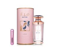 Mayar Eau de parfum pour femme 100 ml, parfum arabe longue durée avec atomiseur rechargeable 5 ml, parfum floral fruité avec notes de litchi, pivoine et vanille (Mayar)