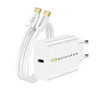Mayaxess Chargeur Secteur pour Galaxy S26 Plus 20W + Câble USB-C 1m Blanc