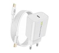 Chargeur Secteur pour iPhone 16e 20W + Câble USB-C 1m Mayaxess Blanc