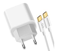 Mayaxess Chargeur Secteur pour iPhone 17 Air 20W avec Câble USB-C 1m Blanc