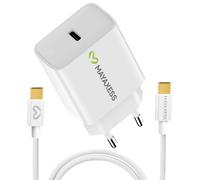 Mayaxess Chargeur Secteur pour Samsung Galaxy S25 FE 20W + Câble USB-C 1m Blanc