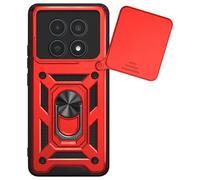 Mayaxess Coque Anneau pour Redmi Note 15 4G avec Cache Caméra Coulissant Rouge