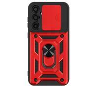 Coque pour Samsung Galaxy A35 Bague Support Cache Caméra Coulissant Rouge
