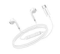 Mayaxess Écouteurs Filaires pour Galaxy A56 USB-C avec Micro intégré Blanc