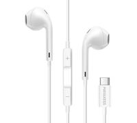 Ecouteurs Filaires USB C avec Bouton Commande Intégré Blanc