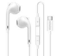 Mayaxess Écouteurs Filaires USB-C pour Google Pixel 10 avec Micro intégré Blanc