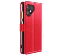 Etui Portefeuille pour Fairphone 6 avec Dragonne et Fonction Support Rouge