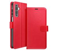 Etui Portefeuille pour Galaxy A17 avec Dragonne et Fonction Stand Rouge