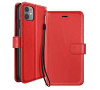 Mayaxess Étui Portefeuille pour iPhone 11 avec Dragonne et Support Vidéo Rouge