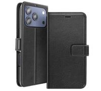 Étui Portefeuille pour iPhone 17 Pro avec Dragonne et Fonction Stand Mayaxess Noir