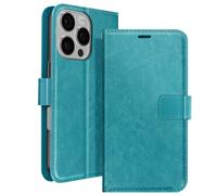 Mayaxess Étui pour iPhone 16 Pro Portefeuille avec Dragonne Turquoise