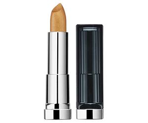 Maybelline Color Sensational Matte Rouge à Lèvres Métallique n° 10 Pure Gold, avec une finition métallique mate, texture crémeuse.
