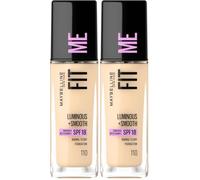 Maybelline Fit Me Luminous + Smooth Foundation - 110 Porcelain (Lot de 2)