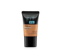 Maybelline Fit Me Matte + Poreless Fond de teint, 332 Golden Caramel, 18 ml