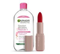 Maybelline & Garnier - Solution Micellaire & Rouge à Lèvres Sérum Hydratant | Eau Micellaire Hydratante Garnier, Peau Sensible, Rouge à Lèvres Serum Lipstick Hydratant Maybelline, 8h d'hydratation lèvres