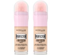Maybelline Instant Age Perfector Glow 0.5 Fair Light Cool Perfecteur De Teint Illuminateur 4en1 Base Correcteur Bb Crème Et Enlumineur Avec Éponge - 2 Flacons De 20 Ml