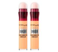 Maybelline Instant Anti-Age The Eraser Correcteur Liquide Coloré pour Taches Bleu Violet Anti Âge Technique Color Correction Applicateur en Éponge Couleur Jaune - 2 Correcteurs
