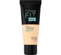 Maybelline Light Beige Fit Me Fond de teint mat et sans pores Numéro 118, 30 ml