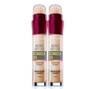 Maybelline New York Anti-Cernes Liquide Anti-Âge aux Baies de Goji et Haloxyl, Couvre les Cernes et les Petites Rides, Lot de 2, 02 Nude