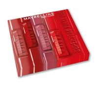 Maybelline New York - Coffret 4 Rouges à Lèvres Liquides - Effet Vinyl Brillant - Longue Tenue - SuperStay Vinyl Ink - Teintes : Red Hot (25), Coy (20), Peachy (15), Wicked (50)