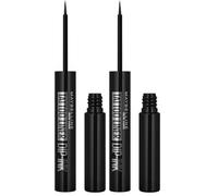 Maybelline New York - Eyeliner Liquide Waterproof - Couleur Intense Tenue Longue Durée 24H - Sans Transfert - Applicateur Feutre Précis - Tattoo Liner Dip Ink - Teinte : Black Tray (noir) (Lot de 2)