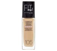 Maybelline New York Fit Me ! Fond de teint avec SPF18 pour une peau impeccable, tous les types de peau, n° 105 Natural Ivory, 30 ml