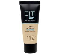 Maybelline New-York - Fond de teint Fluide Fit Me Matte & Poreless - Peaux normales à grasses - Teinte : 112 Soft Beige - 30 ml