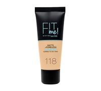 Maybelline New-York - Fond de teint Fluide Fit Me Matte & Poreless - Peaux normales à grasses - Teinte : 118 Nude - 30 ml