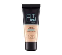 MAYBELLINE NEW YORK Fit Me! Matte+Poreless fond de teint matifiant pour peaux normales à grasses teinte 128 Warm Nude 30 ml
