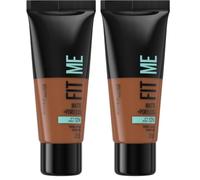 Maybelline New York - Fond de Teint Fluide Fit Me! Matte & Poreless - Peaux normales à grasses - Teinte : 355 Noix de Pécan - 30 ml (Lot de 2)