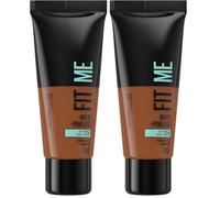Maybelline New York - Fond de Teint Fluide Fit Me! Matte & Poreless - Peaux normales à grasses - Teinte : 360 Mocha - 30 ml (Lot de 2)