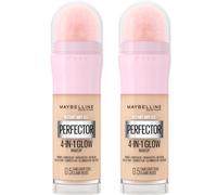 Maybelline New York Instant Age Perfector Glow 0.5 Fair Light Cool Perfecteur de Teint Illuminateur 4en1 Base Correcteur BB Crème et Enlumineur avec Éponge - 2 flacons de 20 ml