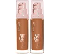 Maybelline New York Lifter Plump & Glow - Fond de Teint - Repulpe et Illumine Instantanément - Fini Uniforme, Lifté et Radieux - Teinte : 355-30 ml (Lot de 2)