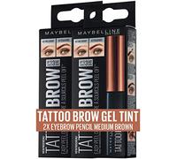 Maybelline New York Lot de 2 tubes de coloration pour sourcils Tattoo Brow Gel Tint avec formule Peel-Off N° 2 Medium Brown 2 x 5 ml
