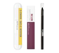 Maybelline New York - Coffret de Maquillage Total Look 3 Produits - Mascara (10 ml), Crayon Yeux & Rouge à Lèvres (5 ml) - Regard Amplifié & Lèvres Soulignées