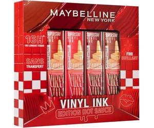 Maybelline New York SuperStay Coffret 4 Rouges à Lèvres Tenue 16H | Ultra-pigmenté fini brillant, Technologie encre élastique, Sans transfert, Teintes Pomodoro Salsa Sweet Barbecue