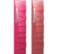 Maybelline New York SuperStay Vinyl Ink Teinte à Lèvres Couleur 35 Cheeky + Couleur 20 Coy Bright Finish - 2 Rouges à Lèvres avec Applicateur de Précision