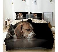 MAYBELOST Parure de lit,Beige,Portrait de aible Chien Beagle,1 Housse de Couette 220x240 + 2 Taies d'Oreillers