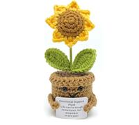 Mayboos Fleurs de tournesol artificielles au crochet pour décorations, cadeaux amusants et positifs, un cadeau unique, surprise de tournesol pour se rétablir bientôt, pour toutes les occasions
